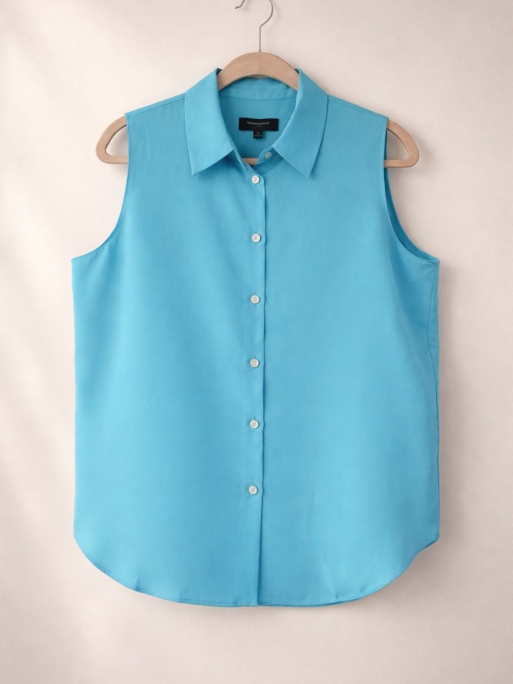 Banana Republic Essential Sleeveless Teal Button-Up Blouse - Size: L